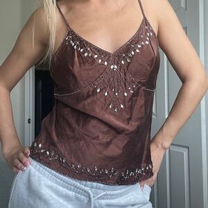 SOLD brown Embellished Women's Top